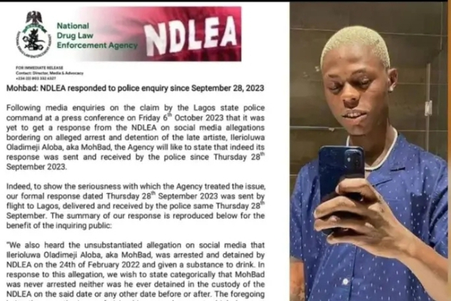 NDLEA replies Police Over Mohbad’s Death