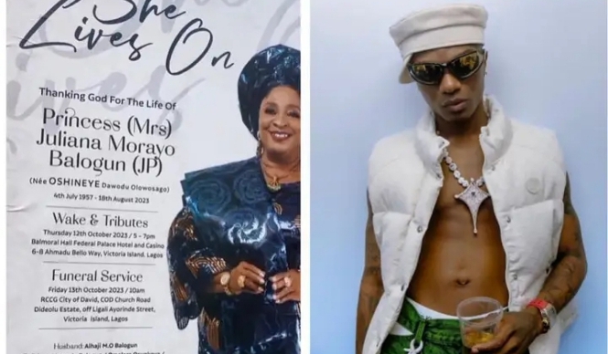 Wizkid’s family announces funeral plans for late mother.