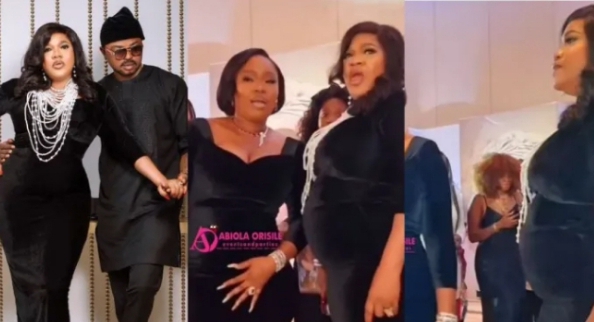 Toyin Abraham proudly displays her baby bump during an event