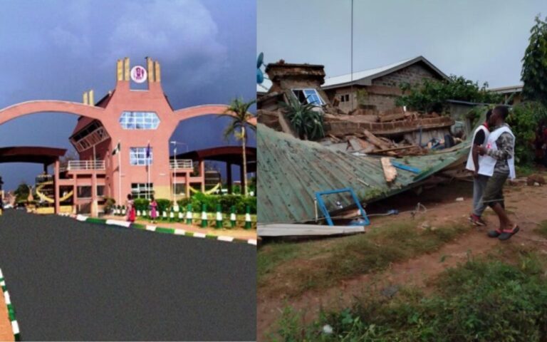 UNIBEN Students Get Trapped As Building Collapses On Them After a Heavy Downpour of Rain in Benin